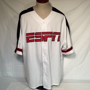 Vintage ESPN Zone Baseball tonight White & Black Button Baseball Jersey Mens 2XL